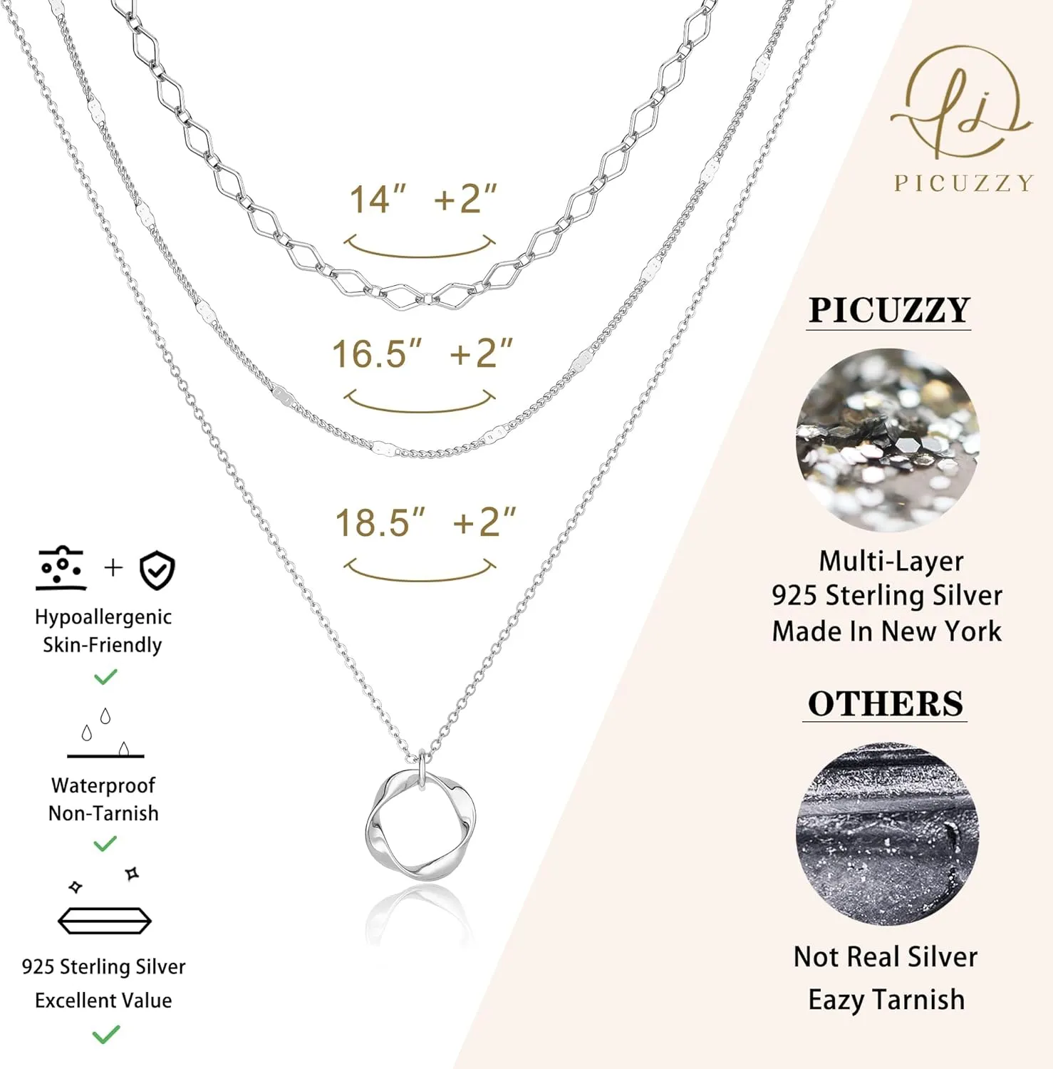 Silver Layered Necklaces for Women, Stackable Dainty Silver Choker Necklaces for Women Trendy Layering Circle Bar Pendant Chain Necklace Fashion Jewelry Set Gifts for Women Teen Girls