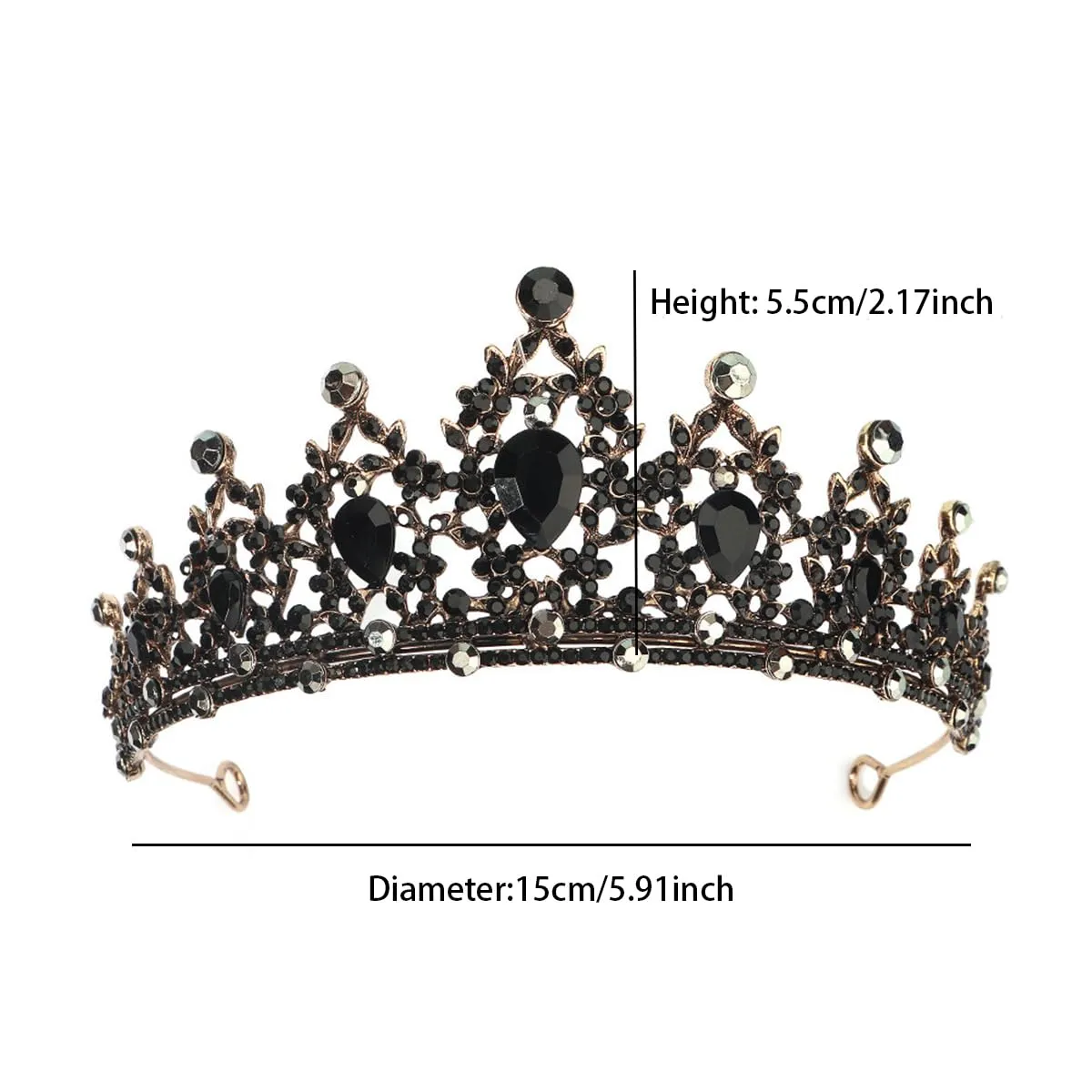 Silver Wedding Crystal Tiara Crown for Women Sparkling Rhinestone Bridal Headbands Princess Quinceanera Headpieces for Birthday Prom Pageant Party (Black gold-black, Standard)