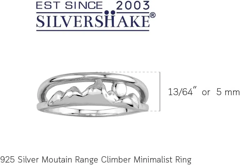 Silvershake White Gold Plated 925 Sterling Silver Minimalist Mountain/Nature/Camper/Climber Casual Ring Jewelry for Women