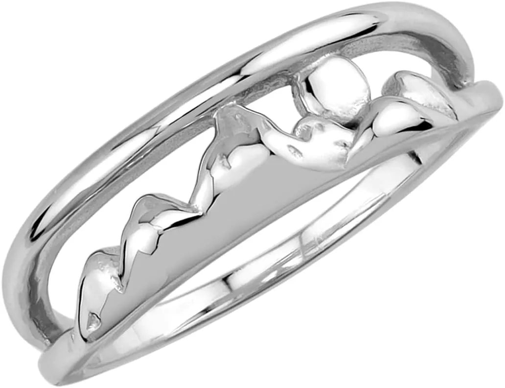 Silvershake White Gold Plated 925 Sterling Silver Minimalist Mountain/Nature/Camper/Climber Casual Ring Jewelry for Women