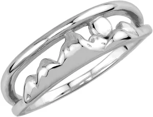 Silvershake White Gold Plated 925 Sterling Silver Minimalist Mountain/Nature/Camper/Climber Casual Ring Jewelry for Women