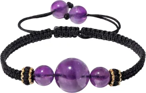 Simple Adjustable Handmade Braided Rope Friendship Bracelets Spiritual Amethyst Beaded Bracelets for Women Protection Jewelry Love Gifts