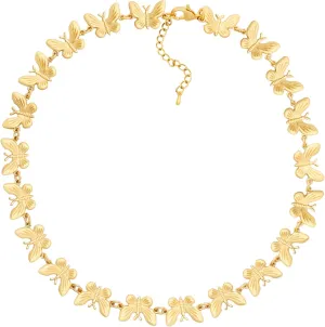 Simple Everyday Dainty Gold-Toned Alloy Butterfly Aesthetic Cool Necklaces Jewelry Accessories Coolest Romantic Gifts Essentials for Women Her Trendy Stuff