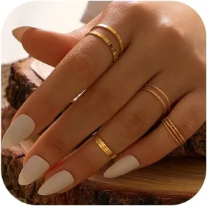 Simple Knuckle Rings Set for Women,Vintage Stackable Joint Finger Midi Rings Dainty Cute Rings Pack Festival Jewelry