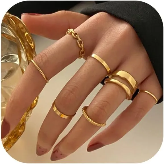 Simple Knuckle Rings Set for Women,Vintage Stackable Joint Finger Midi Rings Dainty Cute Rings Pack Festival Jewelry