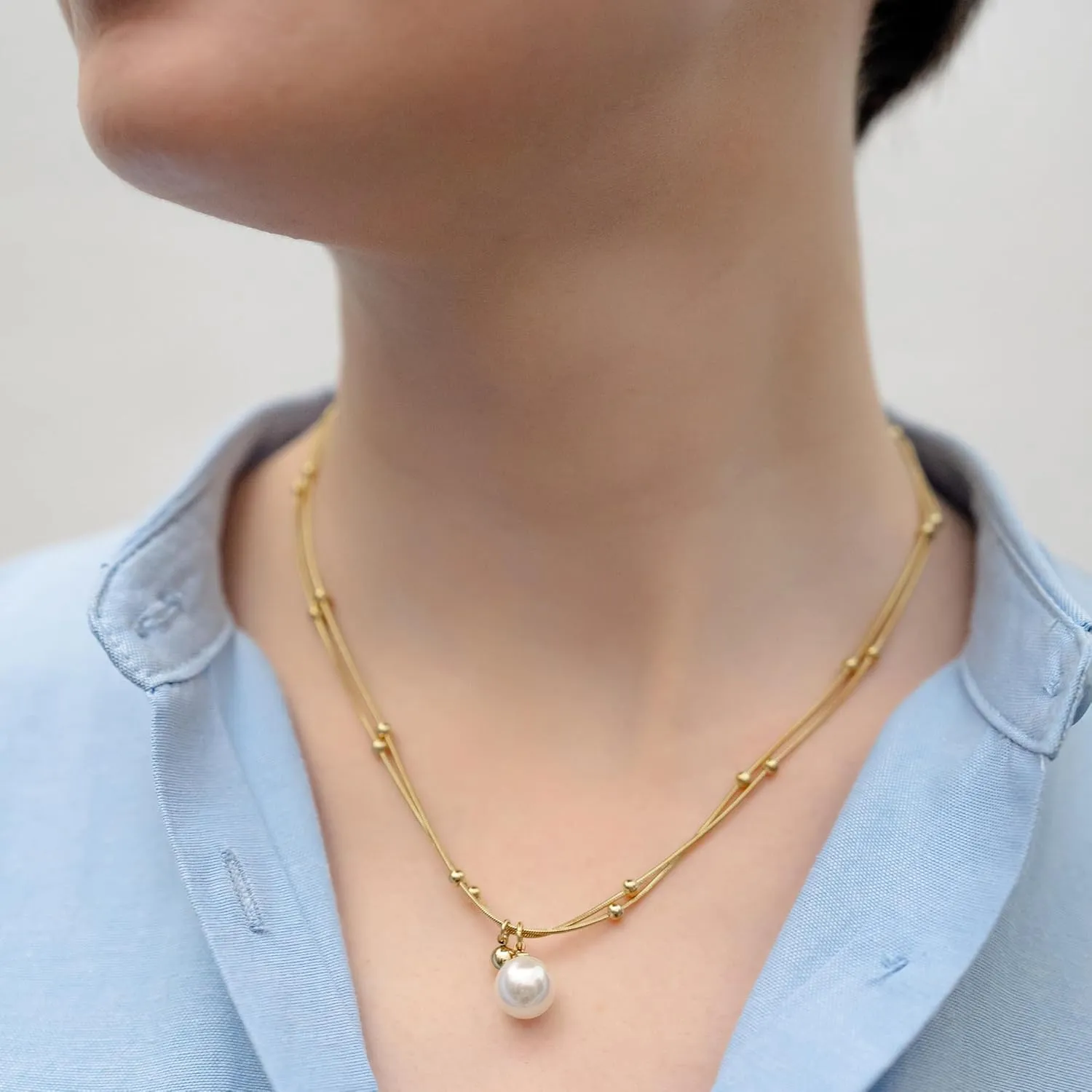 Single Pearl Necklaces | Waterproof Pearl Necklace | Non Tarnish, PVD Coated | 18k Real Gold Plated | Pendant Necklace | Waterproof Jewelry