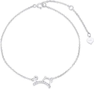SISGEM Real 14k Gold Natural Diamond Cat Bracelet for Women, 14 Karat Gold Hand Jewelry Gifts for Her, (0.06 ct diamond, 6.8-8.4 Inch)
