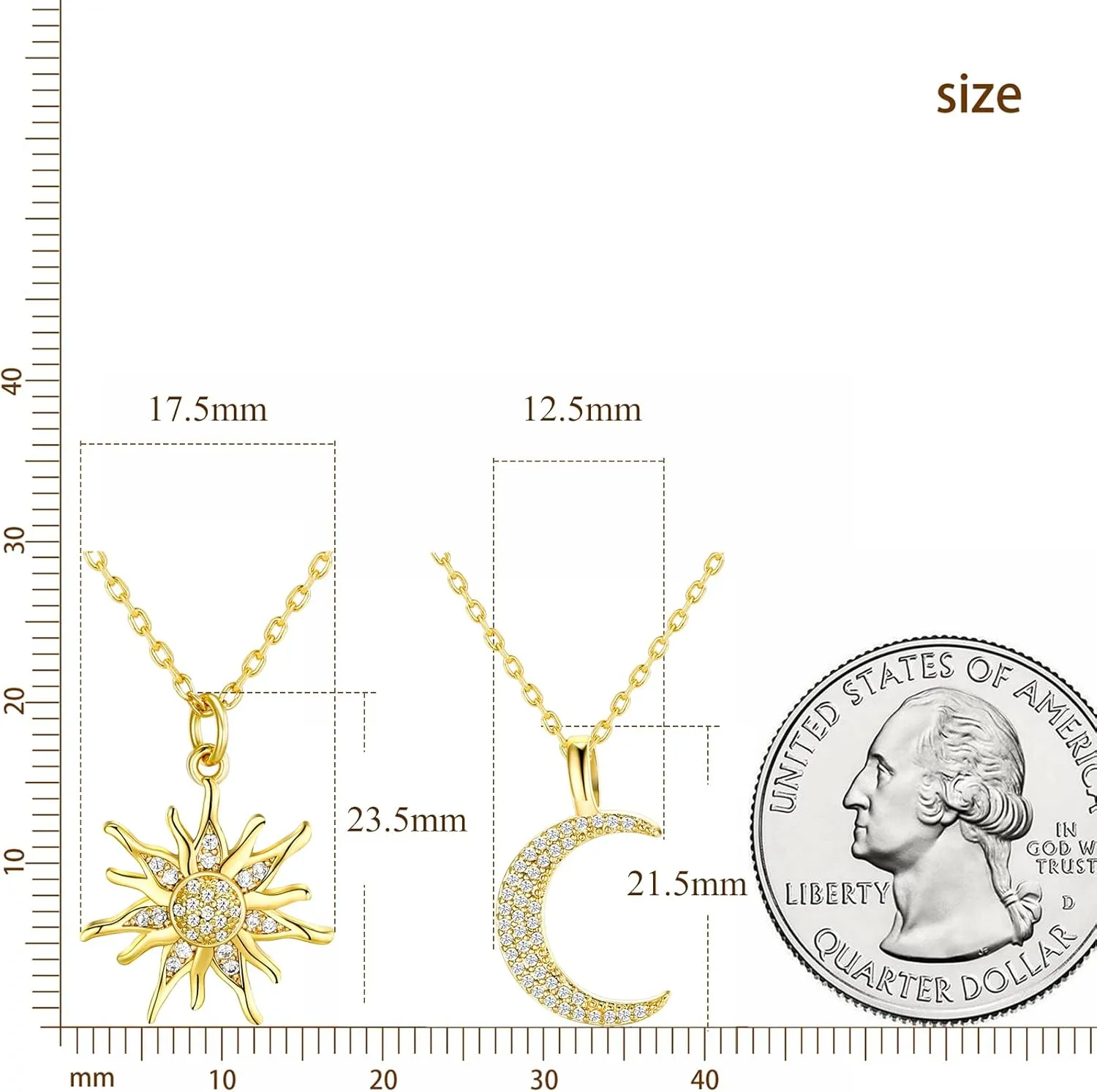 Sister Necklace Best Friends Gifts Card Mother and Daughter Necklace Sister BFF Friendship Pendant Sun Moon Heart Circle 14K Yellow Gold Plated Necklace Couple Jewelry Gift