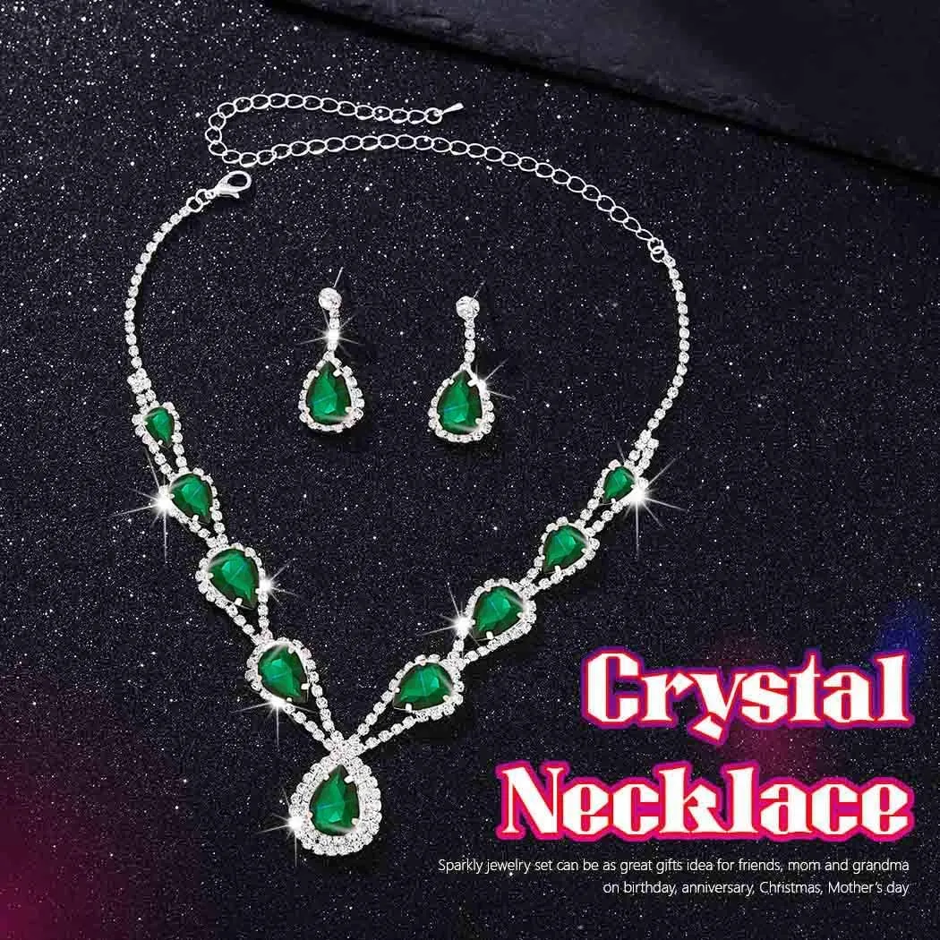 Sixexey Bridal Jewelry Set for Wedding Silver Rhinestone Necklace Set Prom Costume Neck Jewelry for Women