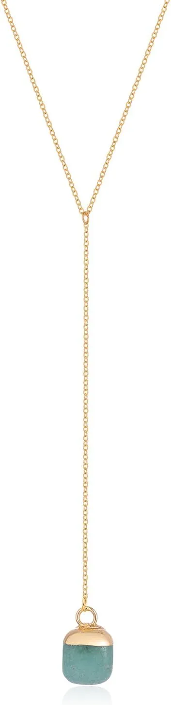 S.J JEWELRY Womens Handmade CZ Simple Delicate 14K Gold Plated/Rose Gold Plated/Silver Plated Lariat Simple Baton Adjustable Y Necklace