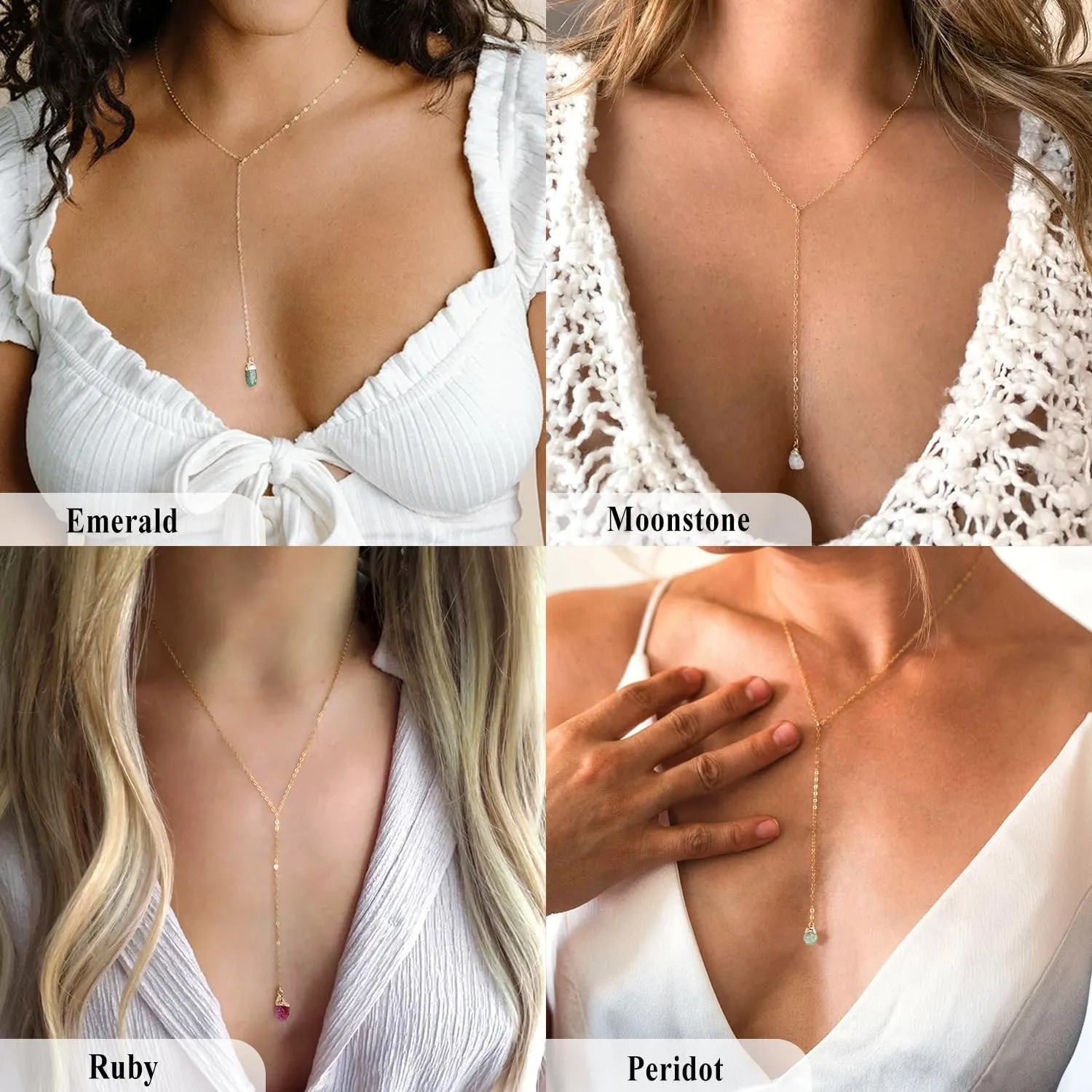 S.J JEWELRY Womens Handmade CZ Simple Delicate 14K Gold Plated/Rose Gold Plated/Silver Plated Lariat Simple Baton Adjustable Y Necklace