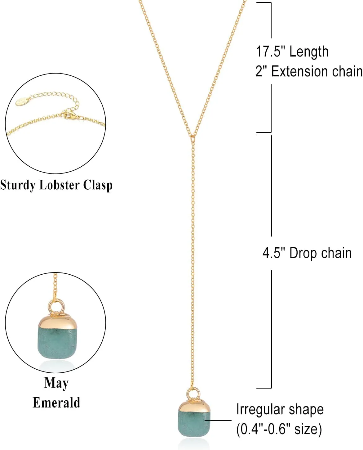 S.J JEWELRY Womens Handmade CZ Simple Delicate 14K Gold Plated/Rose Gold Plated/Silver Plated Lariat Simple Baton Adjustable Y Necklace