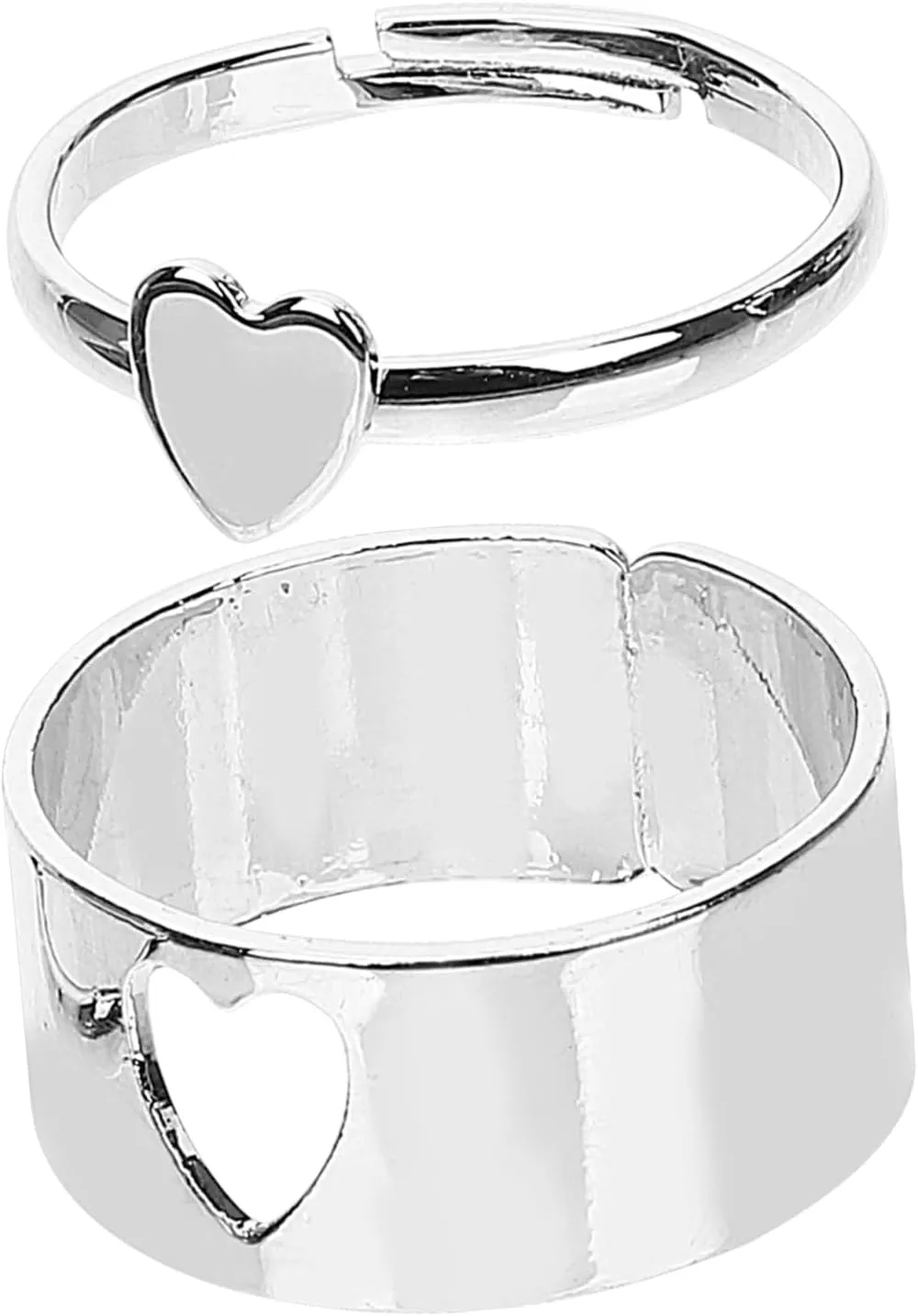 Skin-friendly Heart Ring for Women Men Adjustable Open Stackable Ring for Couples