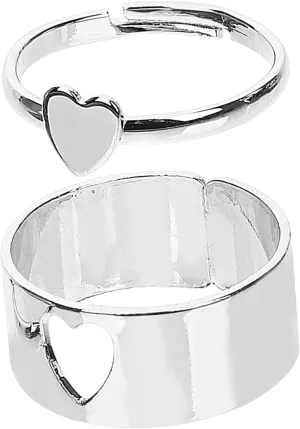Skin-friendly Heart Ring for Women Men Adjustable Open Stackable Ring for Couples