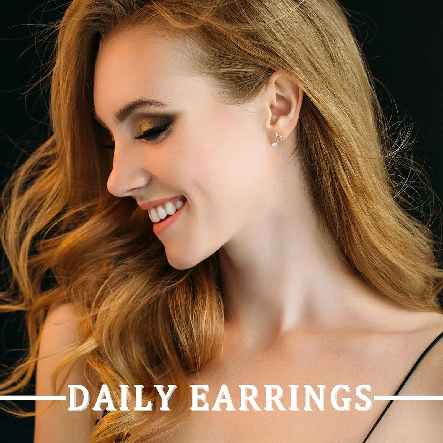 Sllaiss Sterling Silver Moon Star Flower CZ Stud Earrings Cute Music Note Earrings for Women Men Dainty Cubic Zirconia Earrings Stud Jewelry Gifts