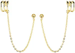 SLUYNZ 925 Sterling Silver Cuff Earrings Chain for Women Crawler Earrings Studs