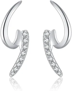 SLUYNZ 925 Sterling Silver CZ Cuff Earrings Piercing for Women CZ Wrap Earrings Huggie Studs