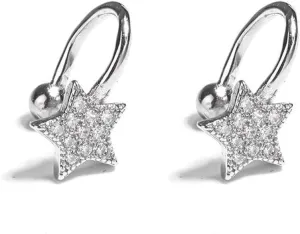 SLUYNZ 925 Sterling Silver CZ Star Cuff Earrings for Women Clip On Ears No Piercing Cartilage Earrings