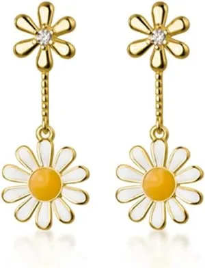 SLUYNZ 925 Sterling Silver Small Daisy Earrings Stud for Women Teens Flower Earring Studs
