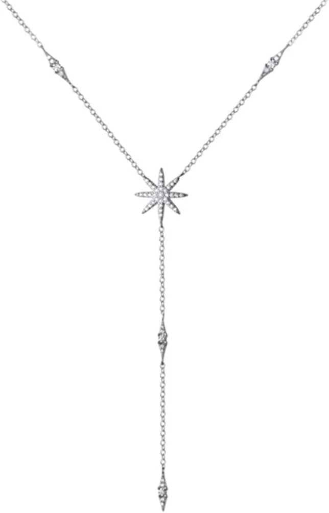 SLUYNZ 925 Sterling Silver Star Y Necklace for Women Teens CZ Star Necklace Choker Necklace Pendant