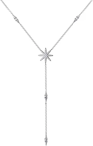 SLUYNZ 925 Sterling Silver Star Y Necklace for Women Teens CZ Star Necklace Choker Necklace Pendant