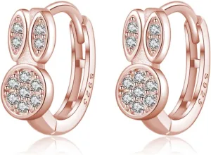 SLUYNZ Solid 925 Sterling Silver CZ Rabbit Earrings Hoop for Women Teen Girls Easter Bunny Hoop Earrings Huggie