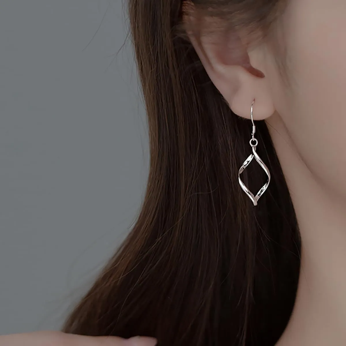 SLUYNZ Solid 925 Sterling Silver Hollow Curve Dangle Earrings for Women Teens Spiral Linear Drop Earrings Hook