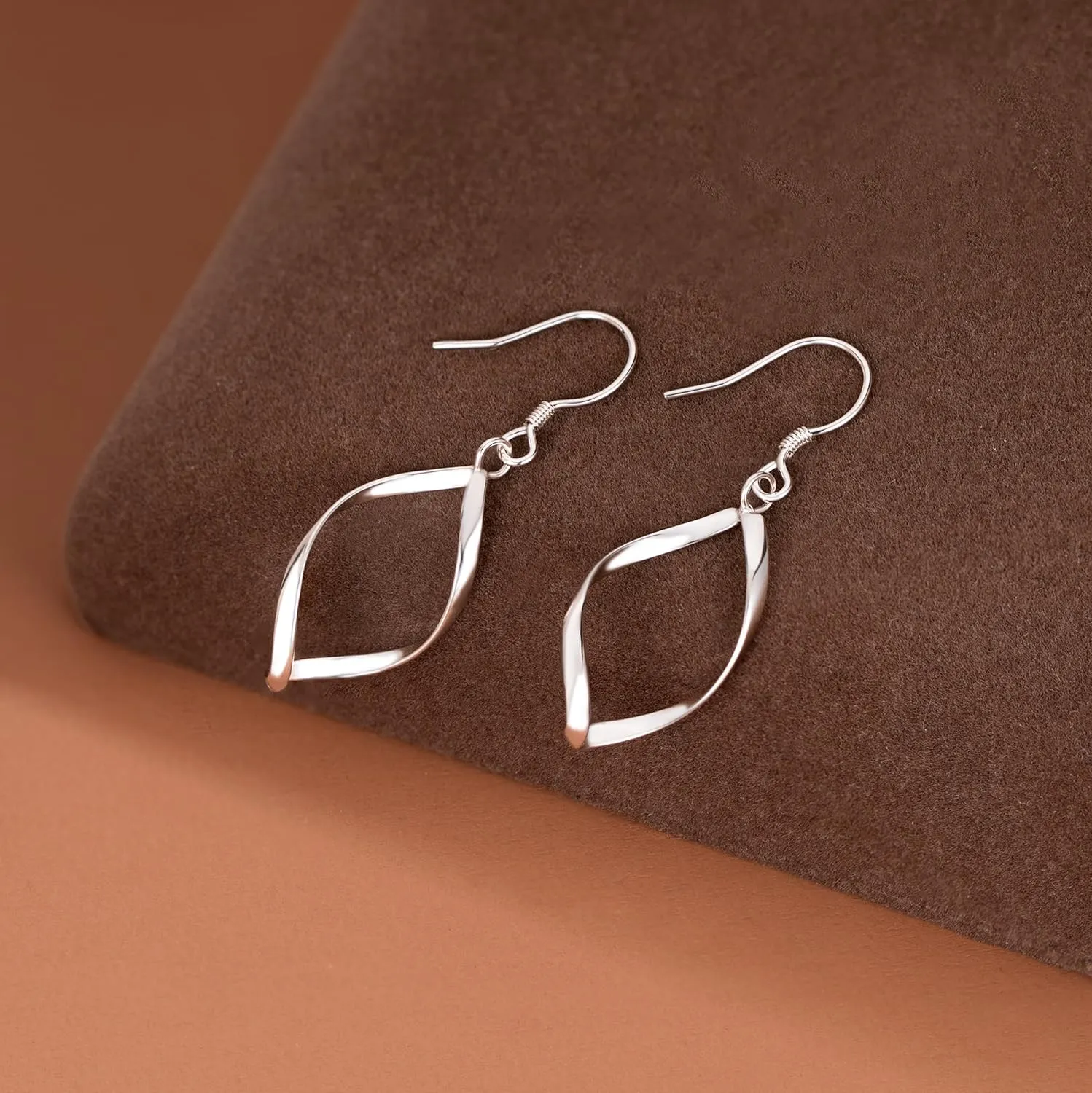 SLUYNZ Solid 925 Sterling Silver Hollow Curve Dangle Earrings for Women Teens Spiral Linear Drop Earrings Hook