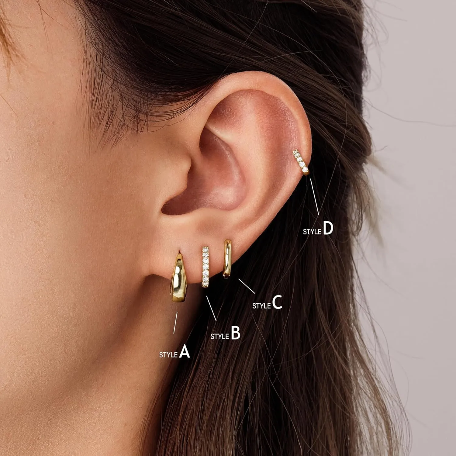 Small Gold Huggie Hoop Earrings Set for Women Men Hypoallergenic 14K Gold Plated Stack Cartilage Earrings, Multiple Piercing Lightweight Mini Thin Cute Dainty Trendy Clip On Jewelry Set Gifts for Women