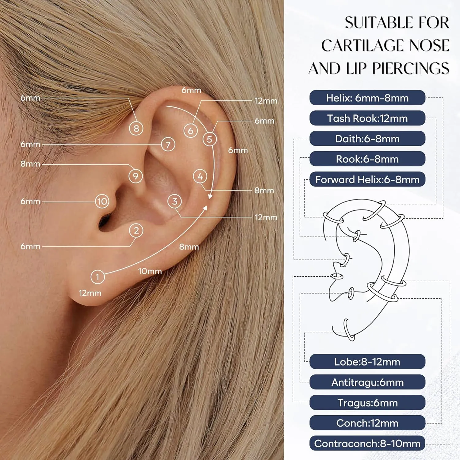 Small Hoop Earrings for Women, Diamond Stud Huggie Cartilage Earrings Set for Multiple Piercing, 3 Pairs Trendy Jewelry Gifts