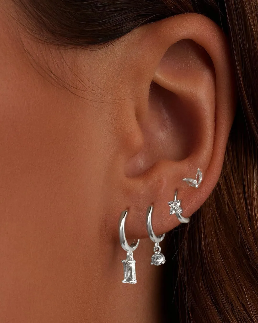 Small Hoop Earrings for Women,14K Gold/Sterling Silver Plated CZ Dangle Earring Set Waterproof Minimalism Dainty Earrings Trendy Jewelry Gift