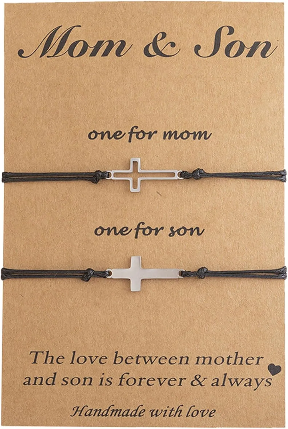 SNORSO Cross Matching Bracelets Gifts Ideas for Daughter Son Mother Father - Mother Daughter/Son Bracelets, Father Daughter/Son Bracelets Fathers Day Mothers Day Christmas Birthday Jewellery Gifts