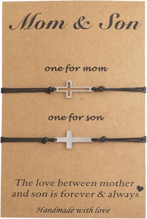 SNORSO Cross Matching Bracelets Gifts Ideas for Daughter Son Mother Father - Mother Daughter/Son Bracelets, Father Daughter/Son Bracelets Fathers Day Mothers Day Christmas Birthday Jewellery Gifts