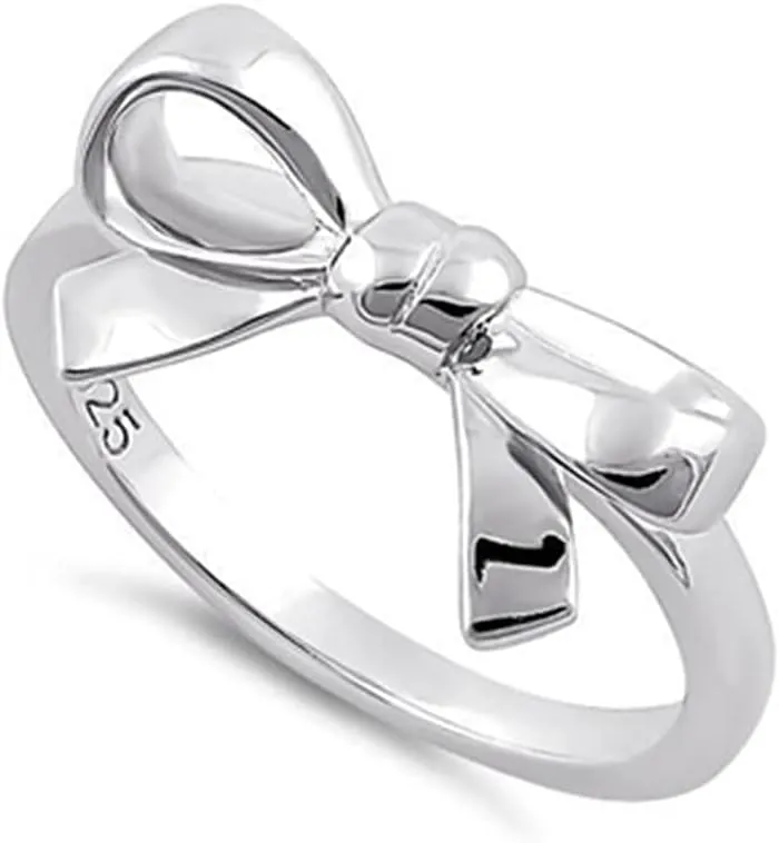 Solid 925 Sterling Silver Vintage Infinity Bow, Musical Guitar, Hammered Band Mens, Women's Stackable Rings | Statement, Spring Season Ring | Unisex Stacking Ring Bands | Graduation Gift