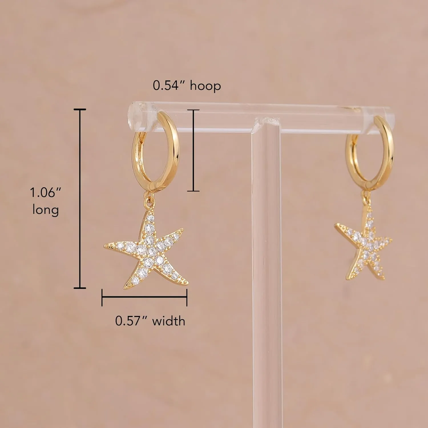 Sonateomber Small Hoop Dangle Earrings for Women, Trendy Dainty Rhinestone CZ Dangling Prom Wedding Leaf Flower Snowflake Butterfly Starfish Fashion Jewelry Gift