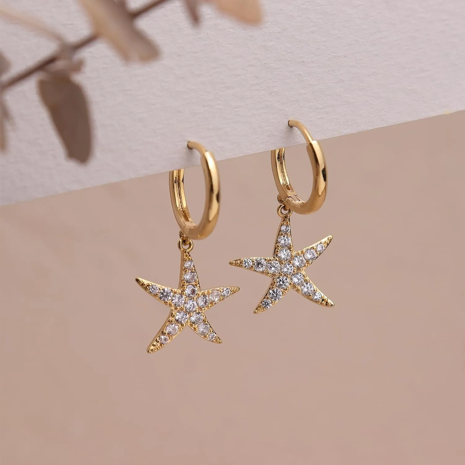 Sonateomber Small Hoop Dangle Earrings for Women, Trendy Dainty Rhinestone CZ Dangling Prom Wedding Leaf Flower Snowflake Butterfly Starfish Fashion Jewelry Gift