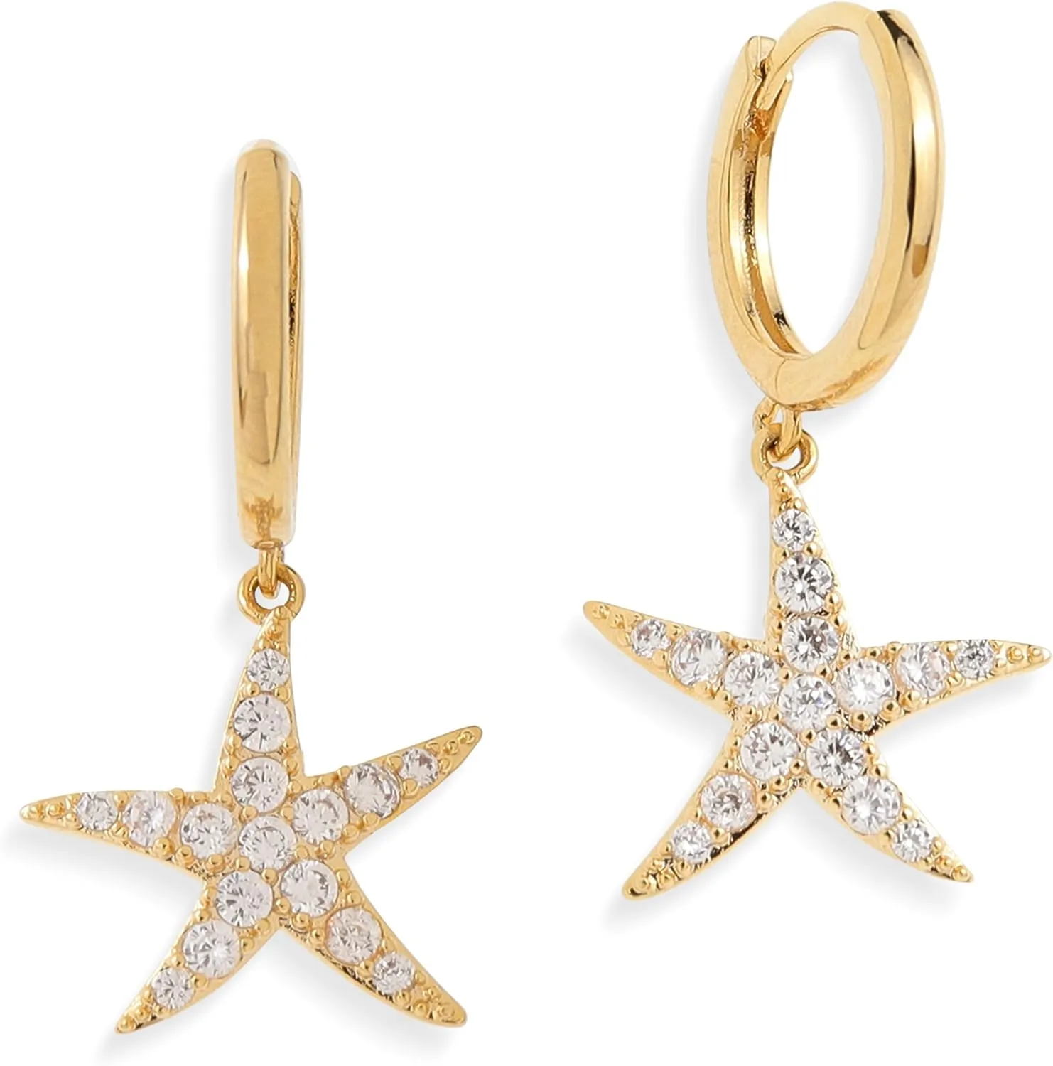 Sonateomber Small Hoop Dangle Earrings for Women, Trendy Dainty Rhinestone CZ Dangling Prom Wedding Leaf Flower Snowflake Butterfly Starfish Fashion Jewelry Gift