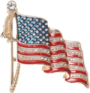 Sparkle American Flag Brooches for Women Enamel Patriotic Pins Casual Accessory Gifts