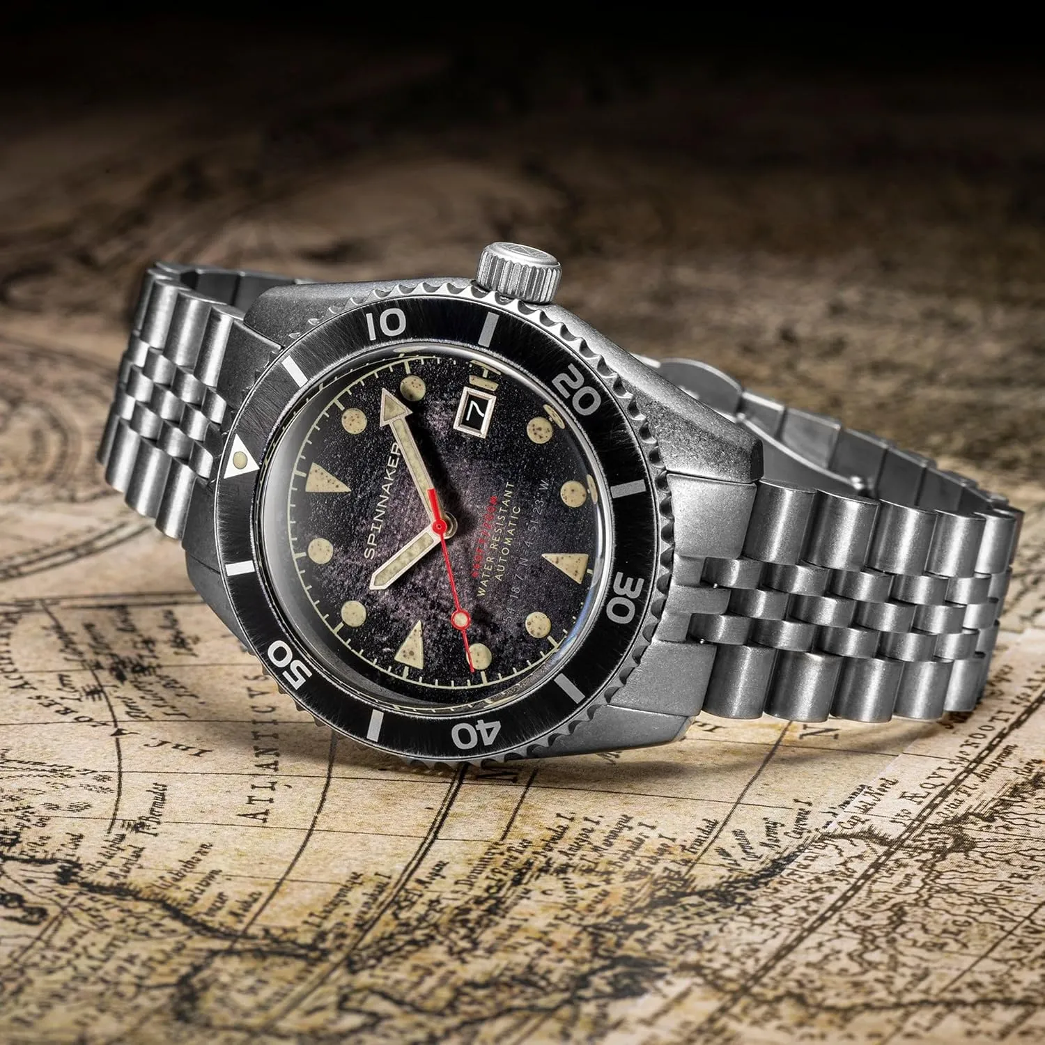 Spinnaker Mens 44mm Wreck Automatic 3 Hands Watch with Genuine Leather or Stainless Steel Strap SP-5089