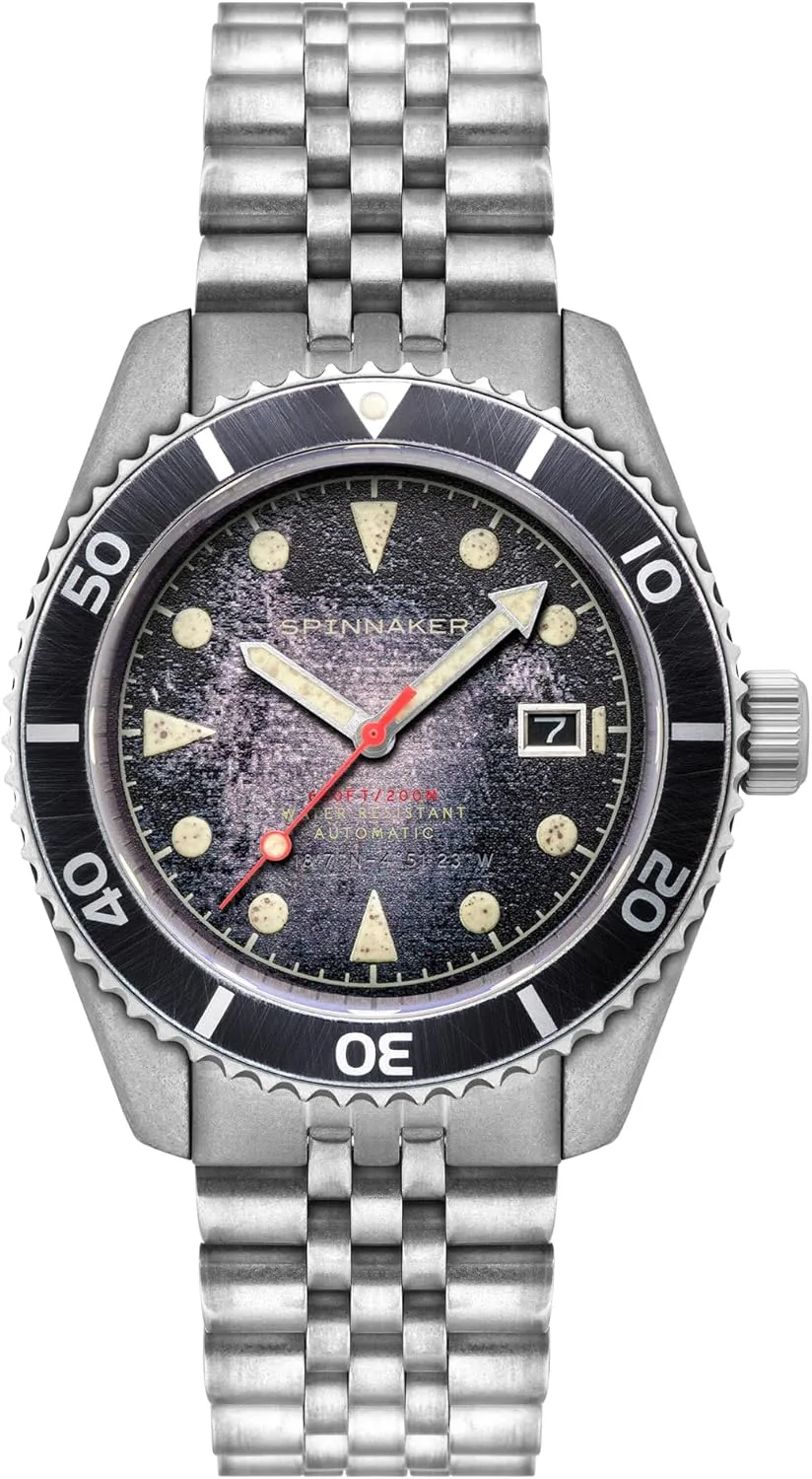 Spinnaker Mens 44mm Wreck Automatic 3 Hands Watch with Genuine Leather or Stainless Steel Strap SP-5089