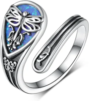Spoon Rings for Women 925 Sterling Silver Mushroom/Phoenix/Snake/Cardinal/Octopus/Tree of Life/Sunflower/Highland Cow/Dragonfly/Dragon Vintage Thumb Rings Jewelry Gifts For Women