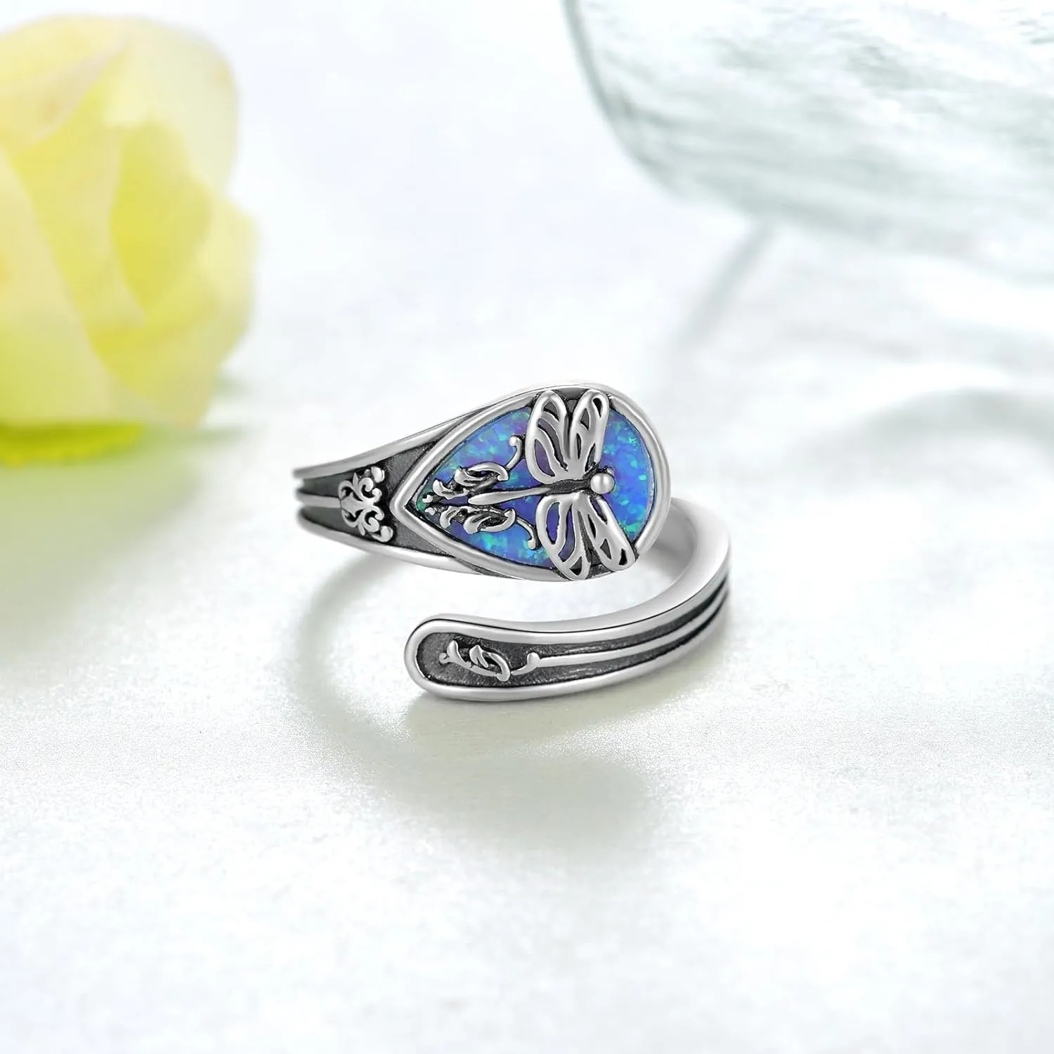Spoon Rings for Women 925 Sterling Silver Mushroom/Phoenix/Snake/Cardinal/Octopus/Tree of Life/Sunflower/Highland Cow/Dragonfly/Dragon Vintage Thumb Rings Jewelry Gifts For Women
