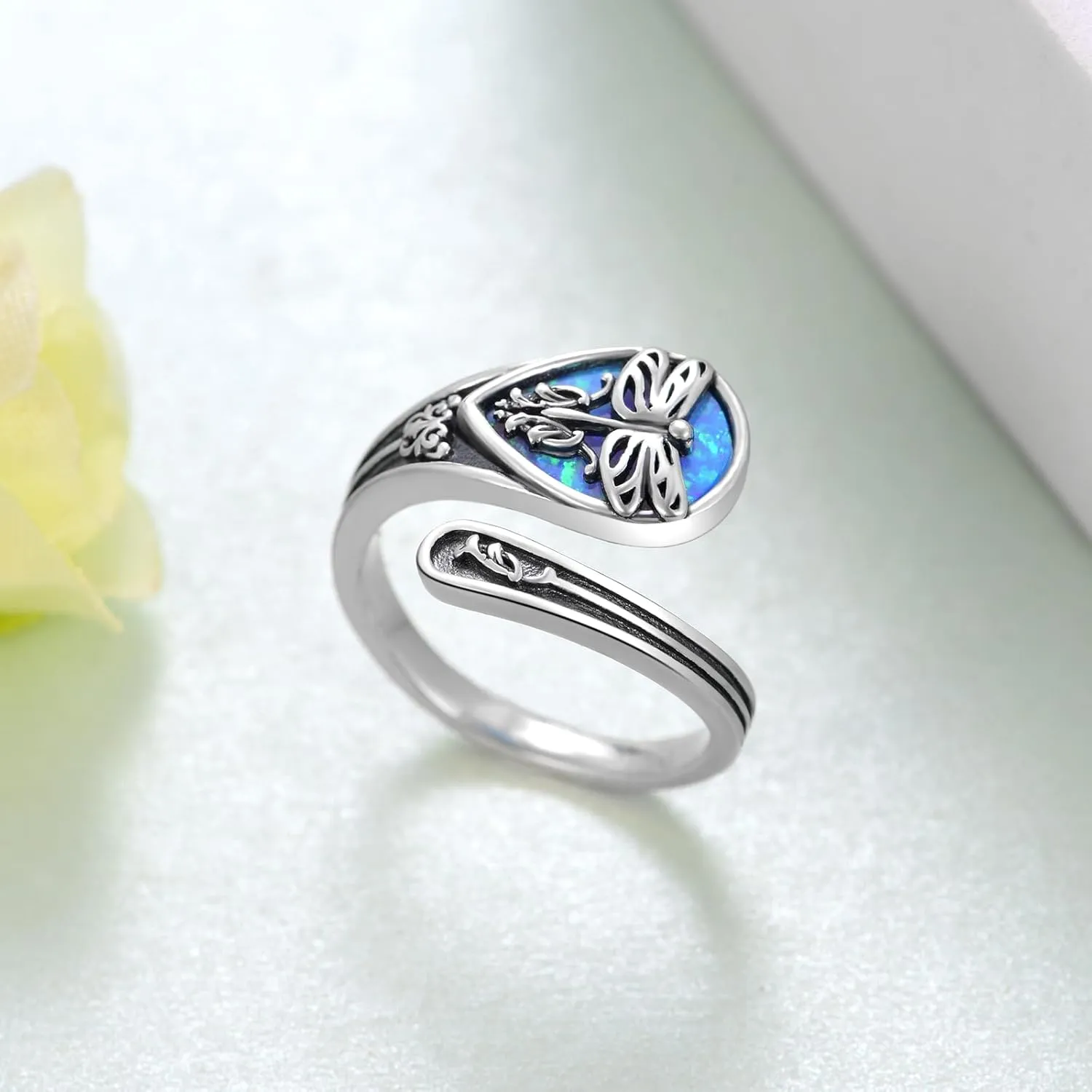 Spoon Rings for Women 925 Sterling Silver Mushroom/Phoenix/Snake/Cardinal/Octopus/Tree of Life/Sunflower/Highland Cow/Dragonfly/Dragon Vintage Thumb Rings Jewelry Gifts For Women