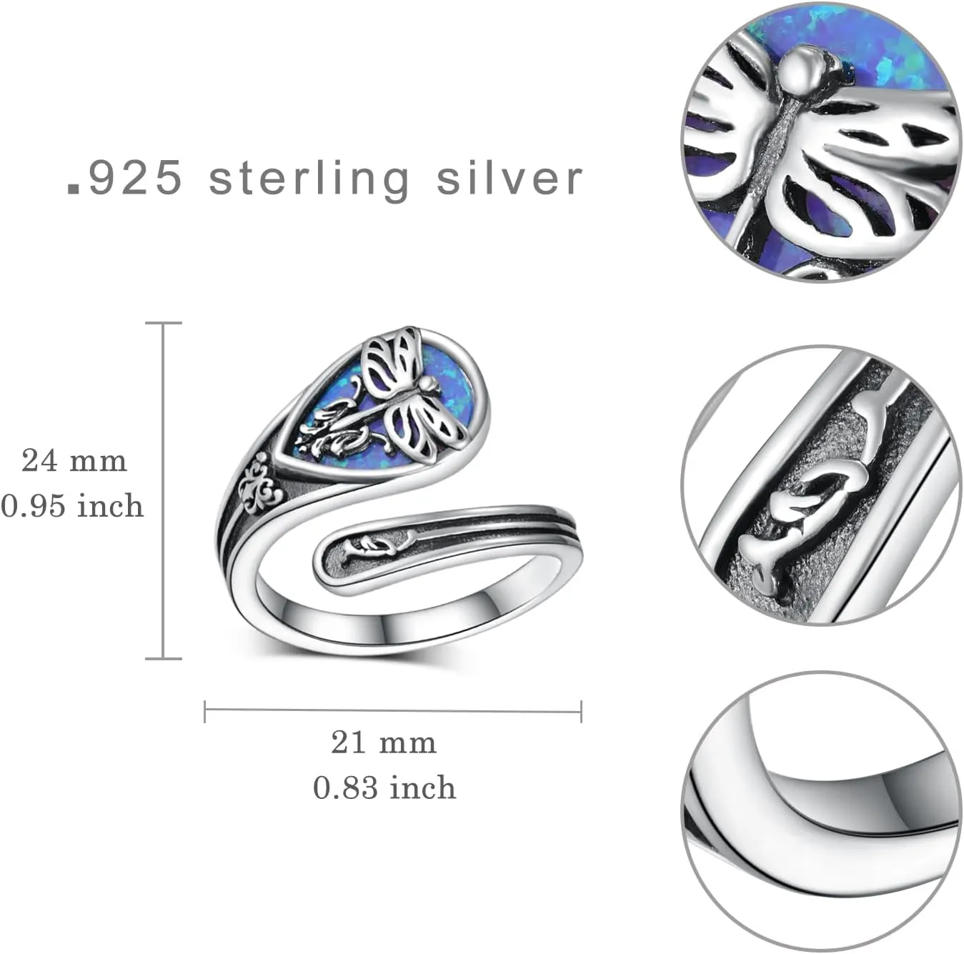 Spoon Rings for Women 925 Sterling Silver Mushroom/Phoenix/Snake/Cardinal/Octopus/Tree of Life/Sunflower/Highland Cow/Dragonfly/Dragon Vintage Thumb Rings Jewelry Gifts For Women