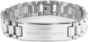Stainless Steel Bracelet Goddad Prayer Luke 18:1 Inspirational Gifts for Him Birthday Christmas Easter Hope Confidence