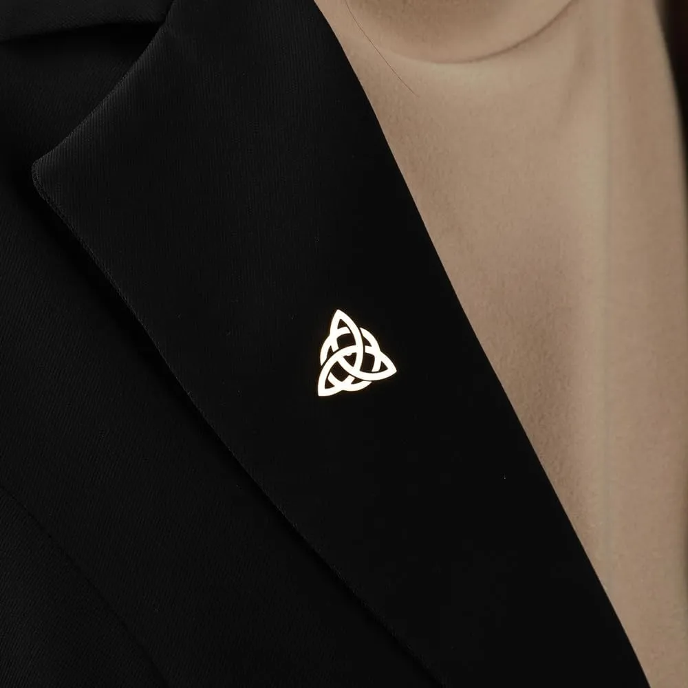 Stainless Steel Celtic Knot Symbol Brooches and Pin for Men Religious Amulet Jewelry