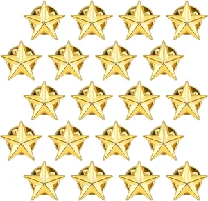 Star Pin, Gold Star Lapel Pin with Cases Reliable Classic Design Stars Badge for Party Labor Theme Party Costume Decorations (0.61 In/1.55cm, 20 Pack)