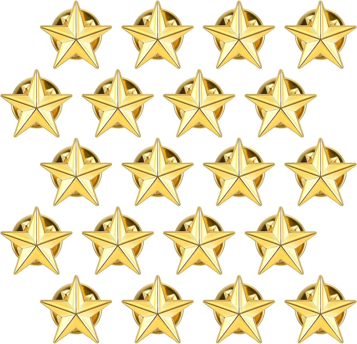 Star Pin, Gold Star Lapel Pin with Cases Reliable Classic Design Stars Badge for Party Labor Theme Party Costume Decorations (0.61 In/1.55cm, 20 Pack)
