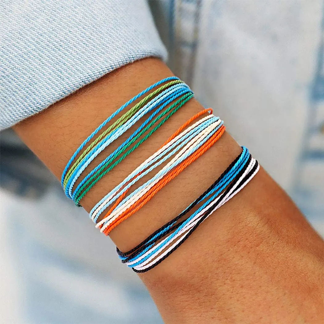 Starain Surf String Wave Bracelets for Women Boho Handmade Waterproof Adjustable Braided Beach Surfer Bracelets Set