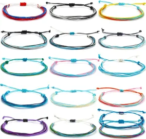 Starain Surf String Wave Bracelets for Women Boho Handmade Waterproof Adjustable Braided Beach Surfer Bracelets Set